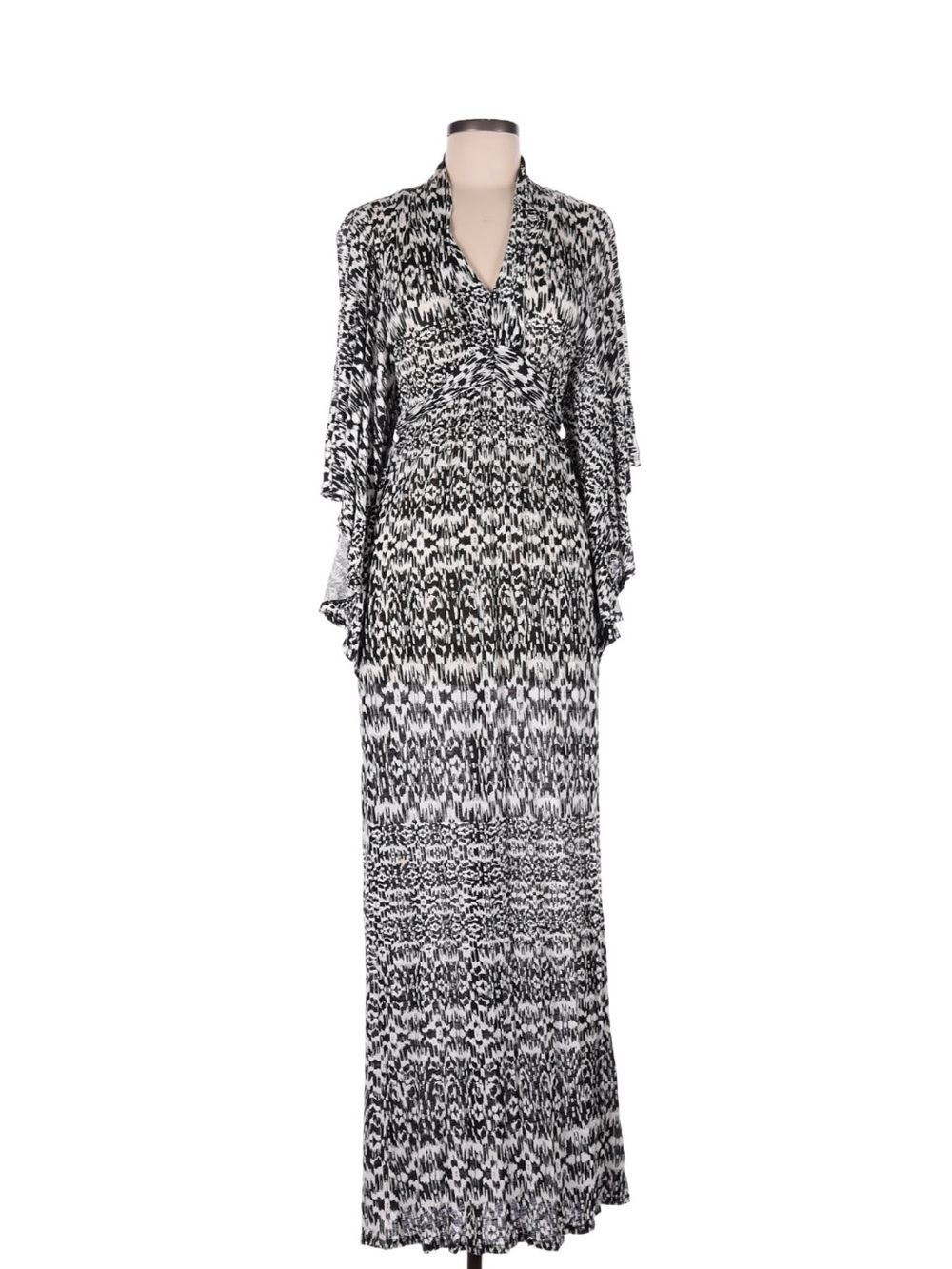 Ella Moss Black & White Printed Maxi Wrap Dress